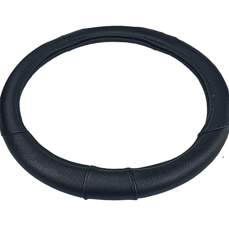 Couvre volant en cuir véritable noir